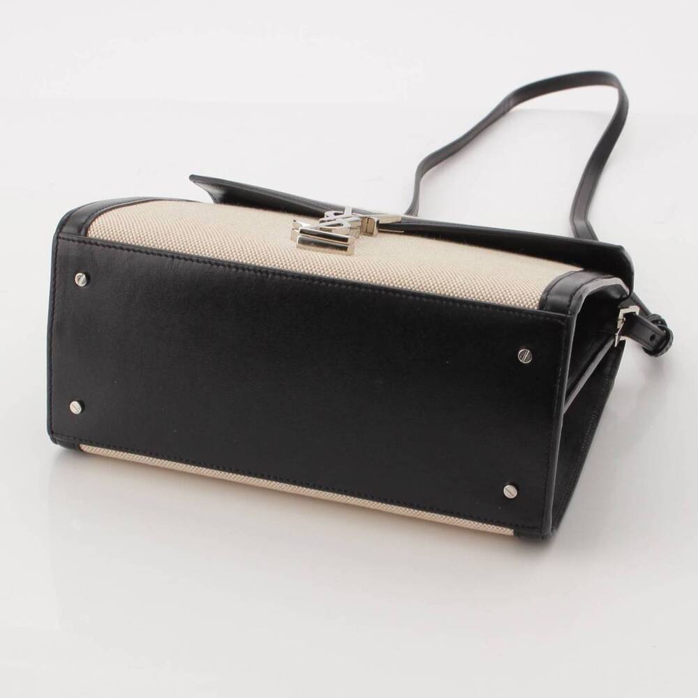 Saint Laurent Cassandra Canvas Handbag Ivory White Black - Picture 4 of 9
